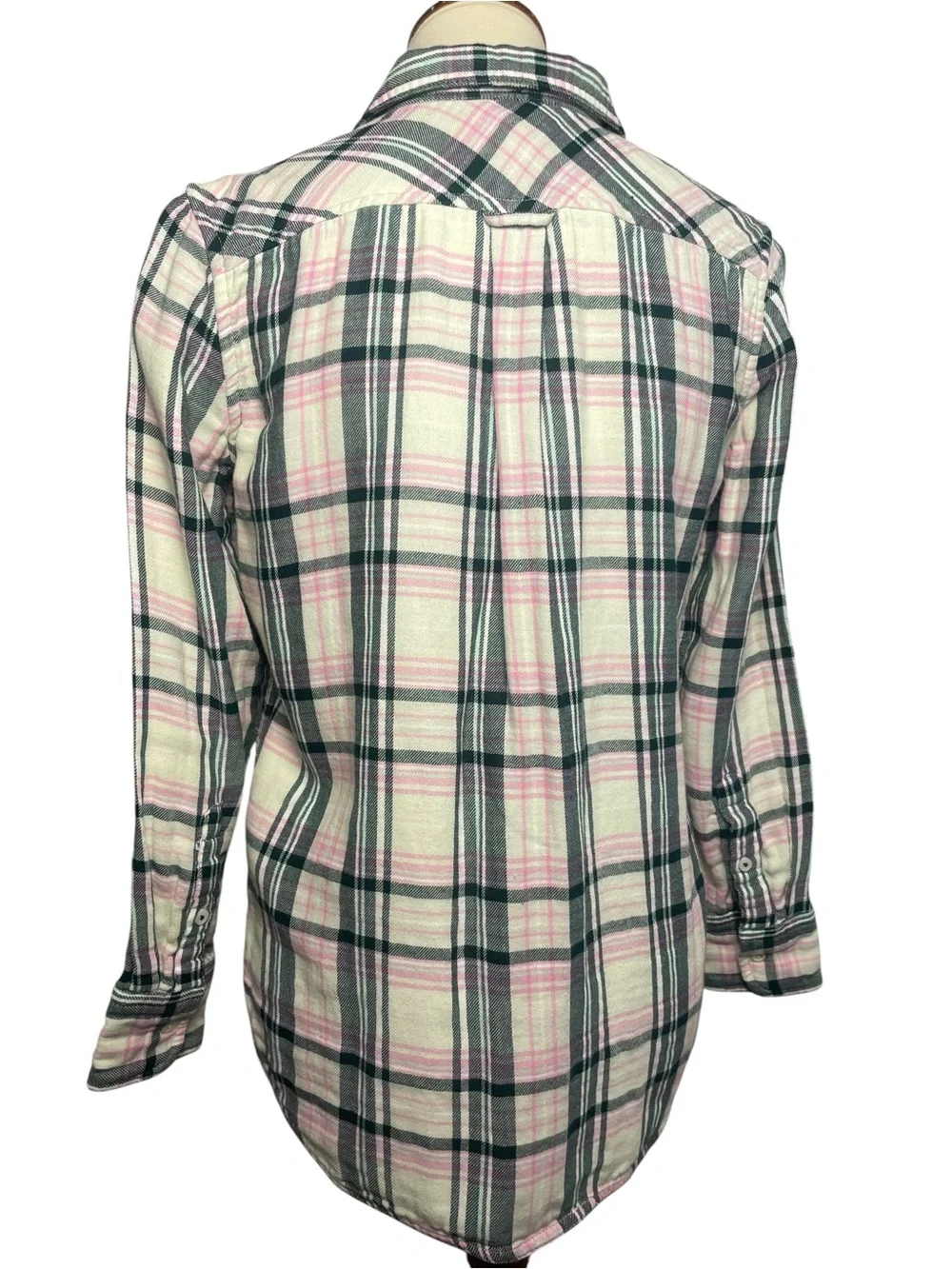 J. Crew Plaid Button-Up Shirt in Cream and Pink